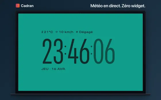 Le cadran Clima de Cadran sur un Mac